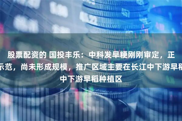 股票配资的 国投丰乐:中科发早粳刚刚审定,正在布点示范,尚未形成规模,推广区域主要在长江中下游早稻种植区